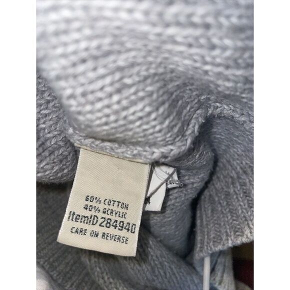 LL Bean Cable‎ Knit Sweater Womens Small Reg Cotton Stitch Button Shoulder Gray - Picture 5 of 7